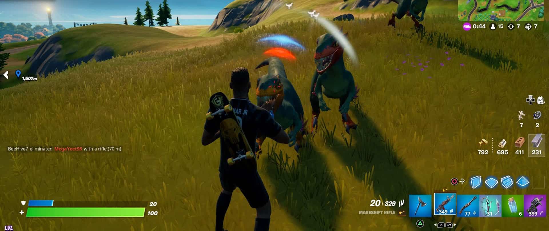 Fortnite Raptors attacking the player in group