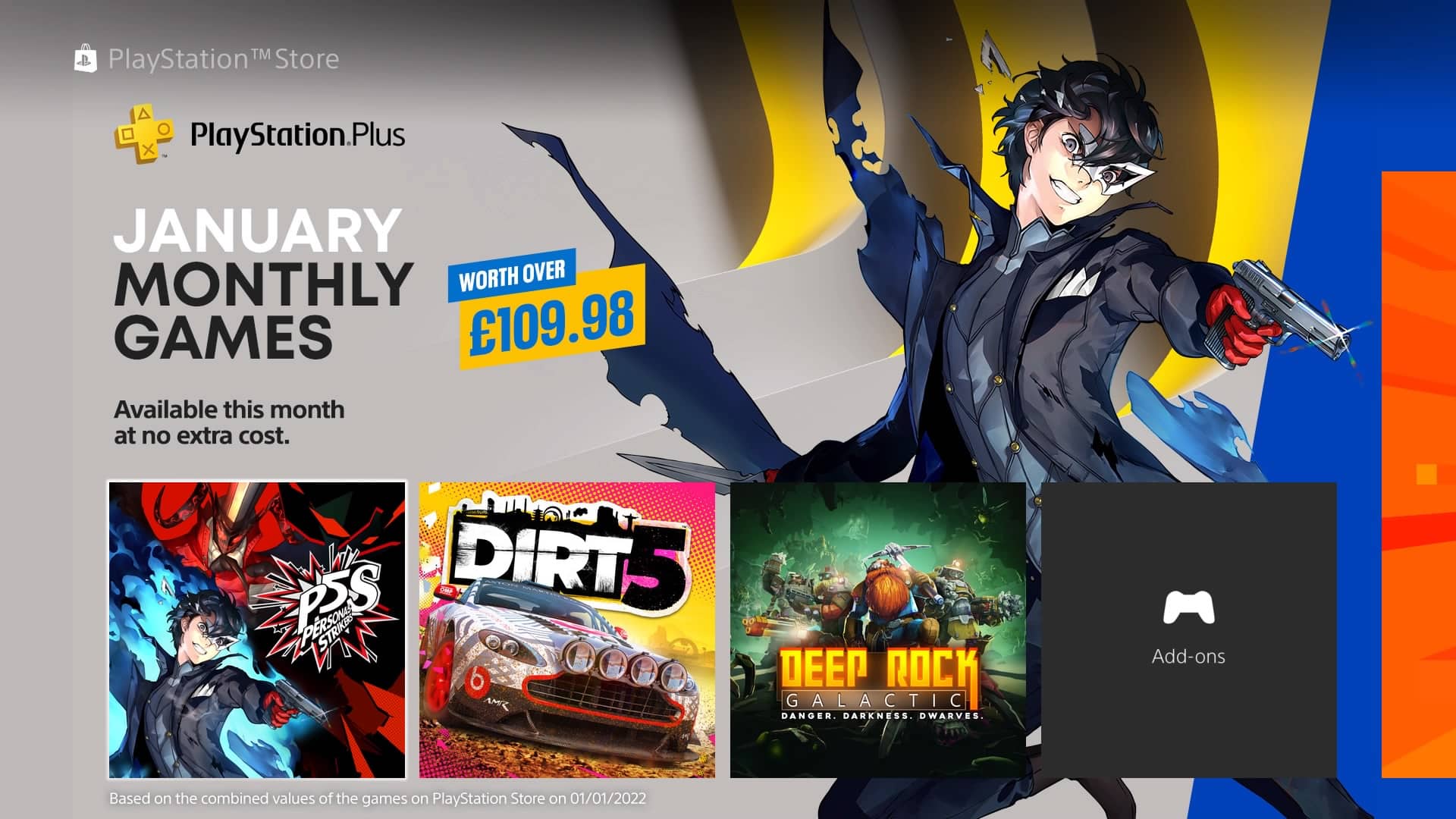 Monthly PlayStation Plus FREE Games: Persona 5 Strikers, Dirt 5 and Deep Rock Galactic - Free Game Downloads