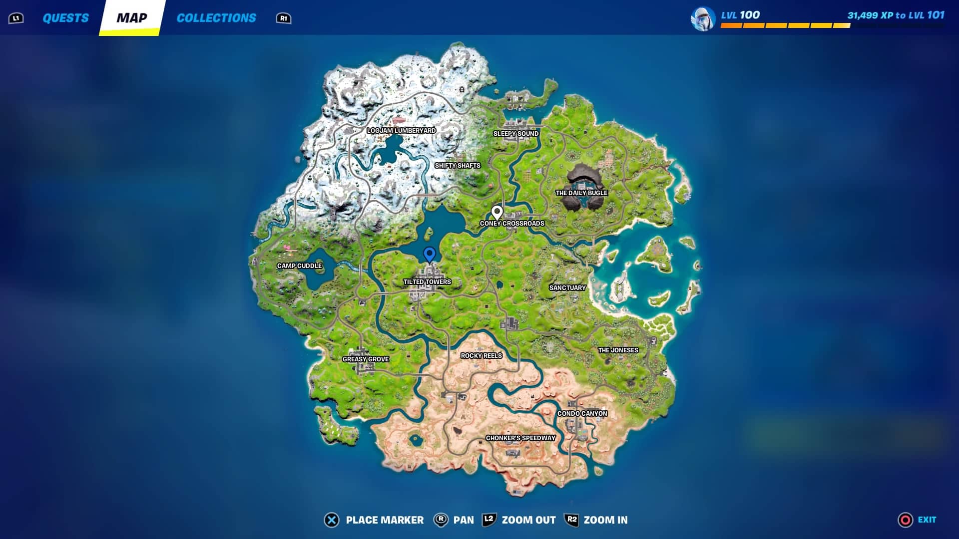 Tilted Towers fully revealed on Chapter 3 Map